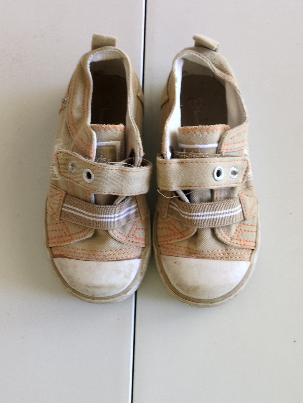 Koala Kids Beige and White Velcro Canvas Sneakers